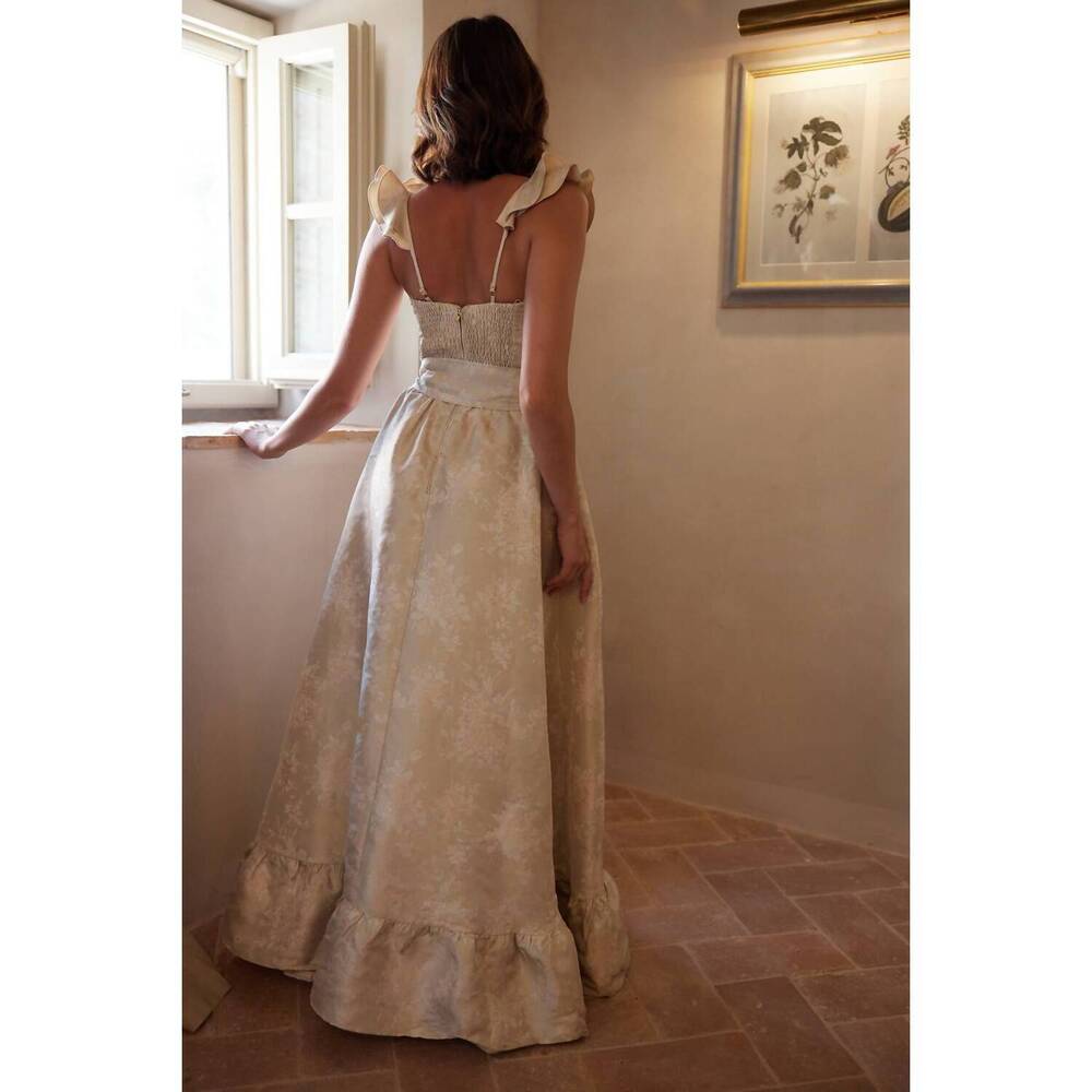NEW V. CHAPMAN veronica dress in taupe windsor brocade - Picture 5 of 5